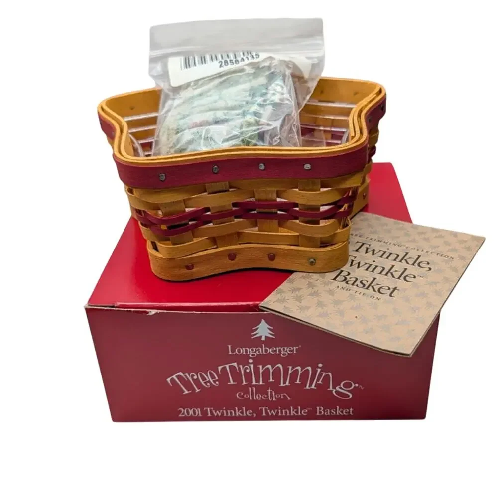 Vintage Longaberger 2001 Twinkle Twinkle Star Basket Tree Trimming NIB